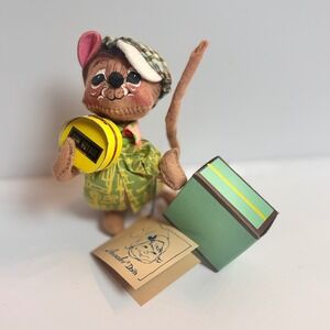 Annalee Dolls Vintage 6in Bon Voyage Mouse Signed 1989 Travel Felt Figurine
